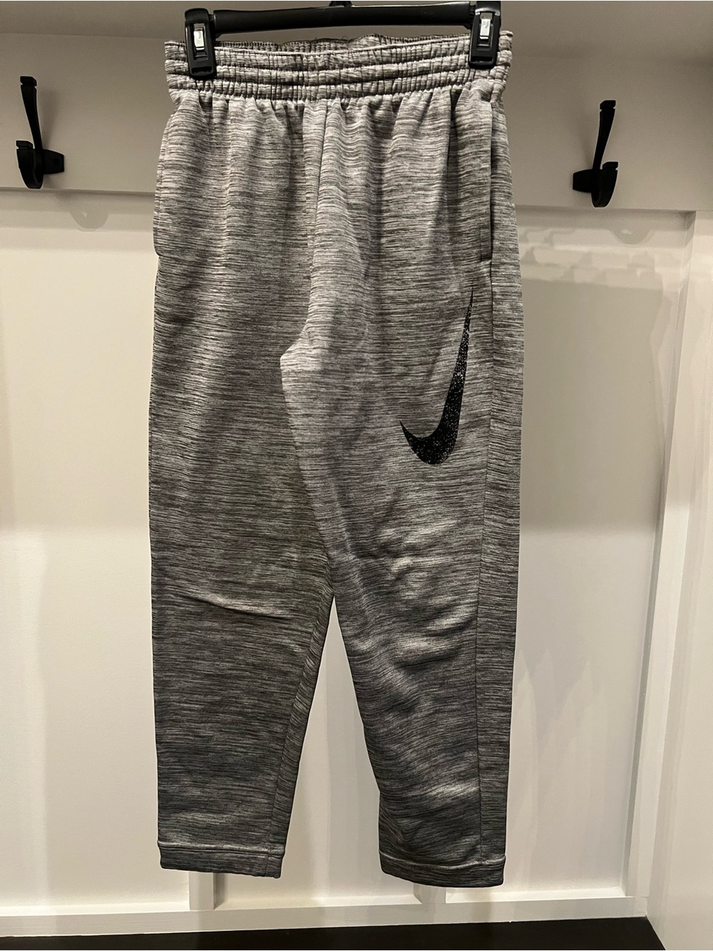 Nike Youth Gray Marled Jogger Pants with Black Swoosh
